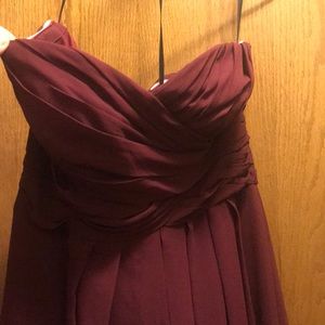 Burgundy Strapless Bridesmaid Dress